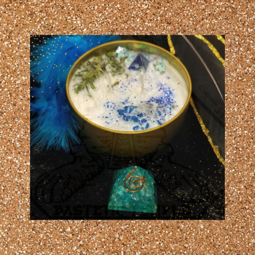 Talk Ya Ish! Custom Reiki & Crystal Infused Throat Chakra Candle
