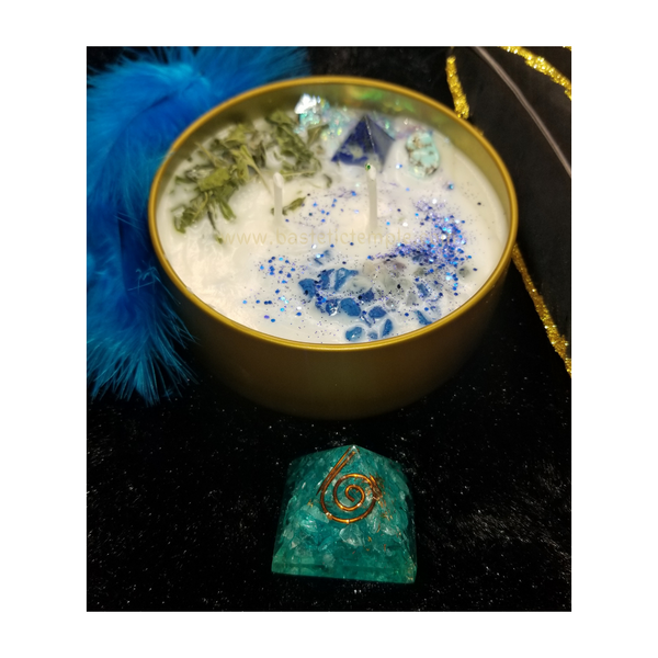 Talk Ya Ish! Custom Reiki & Crystal Infused Throat Chakra Candle