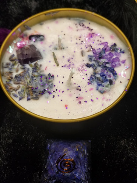 Enlighten Me! Custom Reiki & Crystal Infused Third Eye Chakra Candle