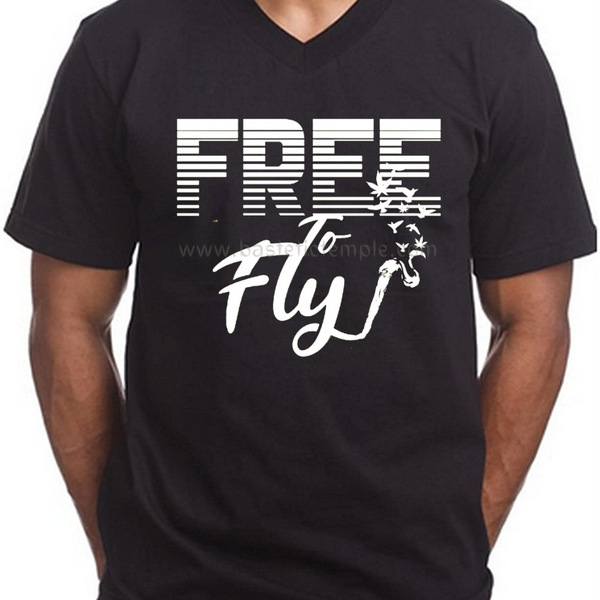 "Free To Fly" Mens V Neck Tee